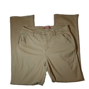 Union Bay Khaki Pants Women or Jr 17 Tan Bootcut Flap Pocket School Work Uniform